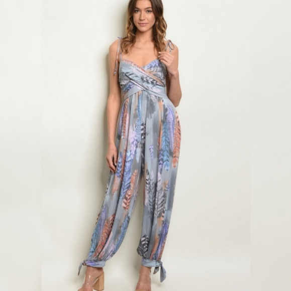 Bella Jumpsuit Gray Spaghetti Strap - Picture 2 of 3